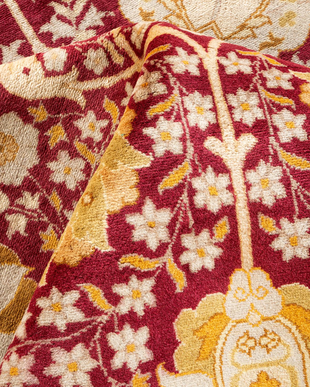 One-Of-A-Kind Hand Knotted Traditional Oriental Mogul Red Area Rug For Sale 1