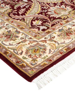 Handgeknpfter traditioneller orientalischer Mogul-Teppich in Rot, Unikat