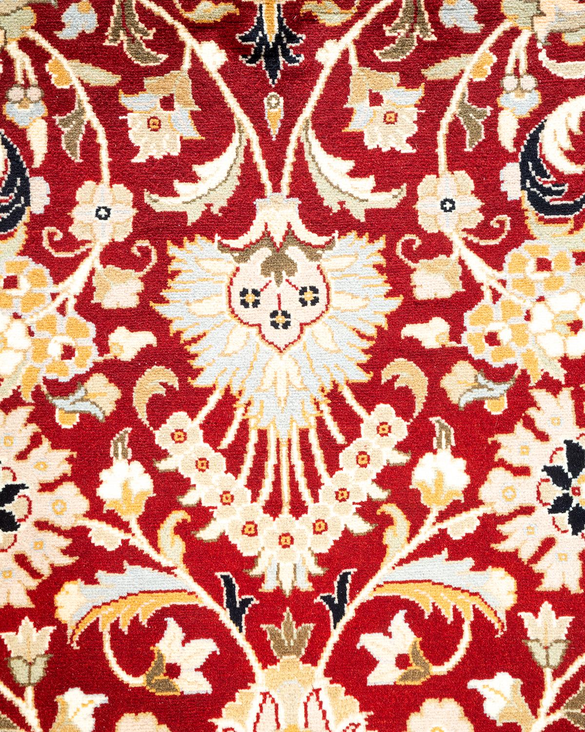 Handgeknpfter traditioneller orientalischer Mogul-Teppich in Rot, Unikat (Pakistanisch) im Angebot