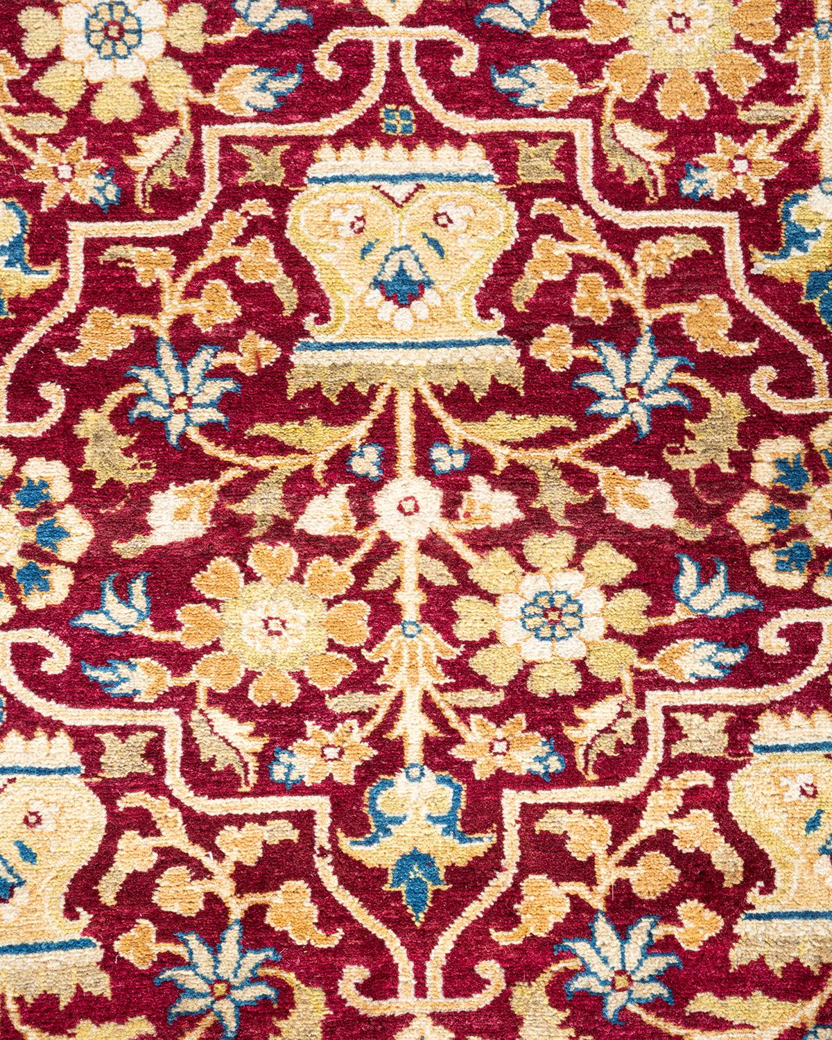 Handgeknpfter traditioneller orientalischer Mogul-Teppich in Rot, Unikat (Pakistanisch) im Angebot