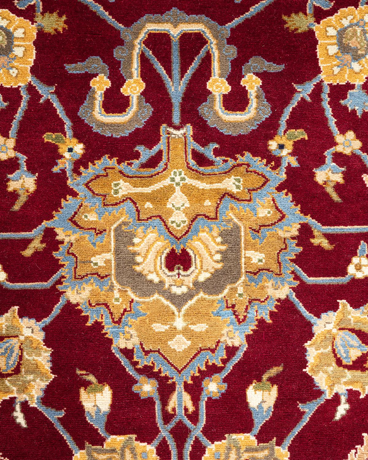 Handgeknpfter traditioneller orientalischer Mogul-Teppich in Rot, Unikat (Pakistanisch) im Angebot
