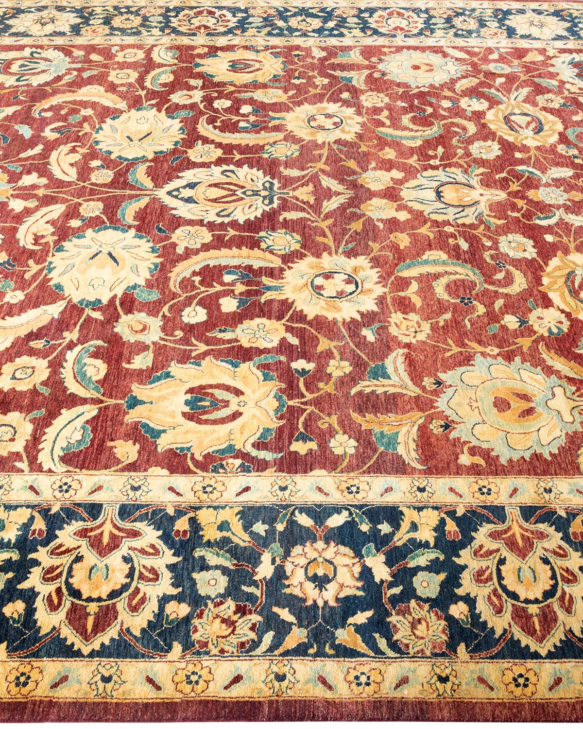 One of a Kind Hand Knotted Traditional Oriental Mogul Red Area Rug In New Condition For Sale In Norwalk, CT