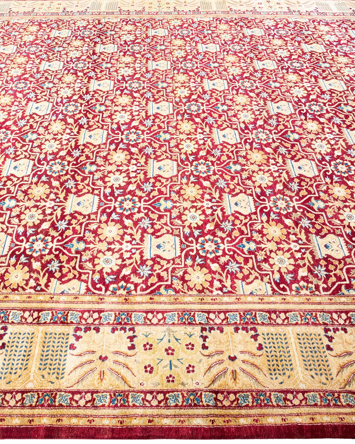 Handgeknpfter traditioneller orientalischer Mogul-Teppich in Rot, Unikat im Zustand „Neu“ im Angebot in Norwalk, CT