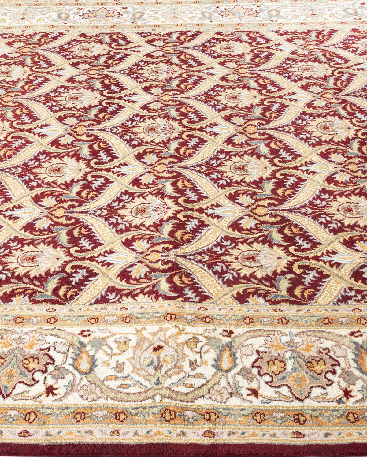 One of a Kind Hand Knotted Traditional Oriental Mogul Red Area Rug In New Condition For Sale In Norwalk, CT