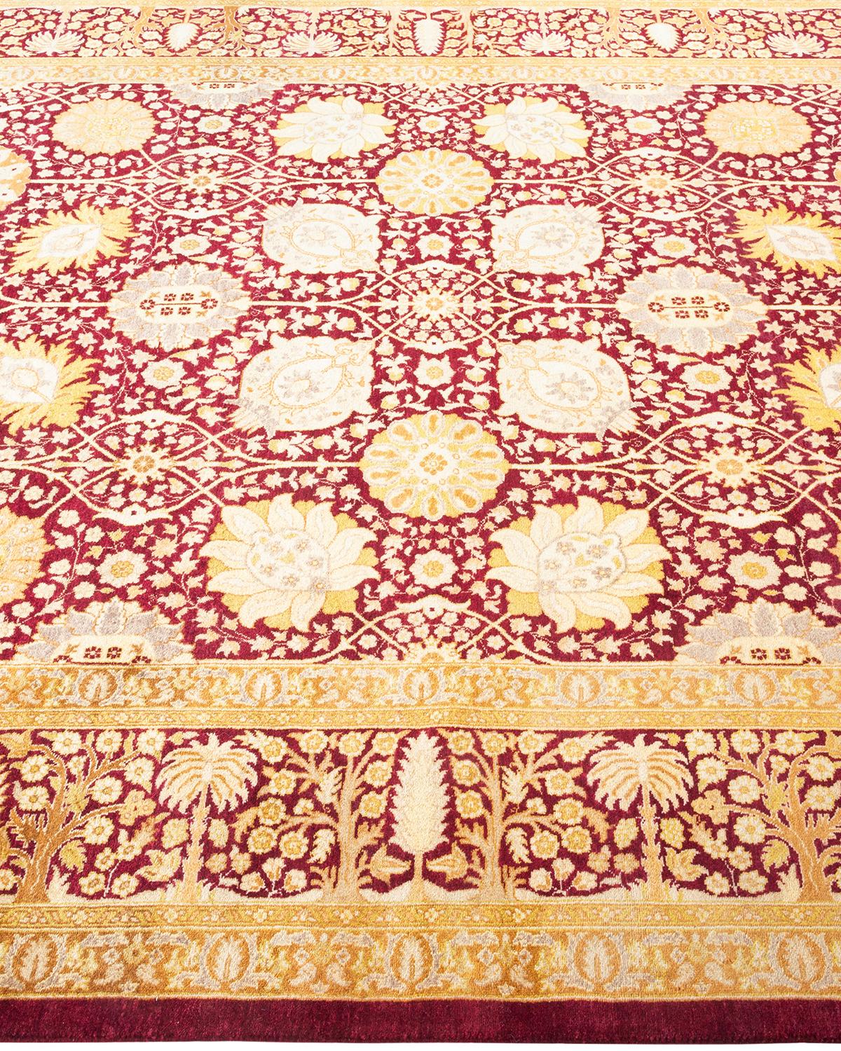 Handgeknpfter traditioneller orientalischer Mogul-Teppich in Rot, Unikat im Zustand „Neu“ im Angebot in Norwalk, CT