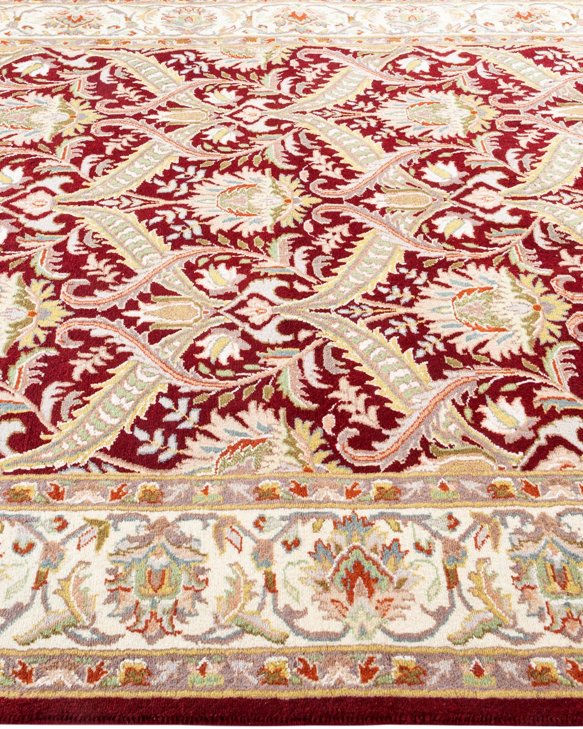 One of a Kind Hand Knotted Traditional Oriental Mogul Red Area Rug In New Condition For Sale In Norwalk, CT