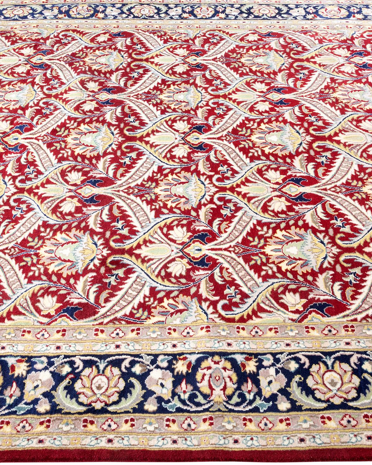 One of a Kind Hand Knotted Traditional Oriental Mogul Red Area Rug In New Condition For Sale In Norwalk, CT