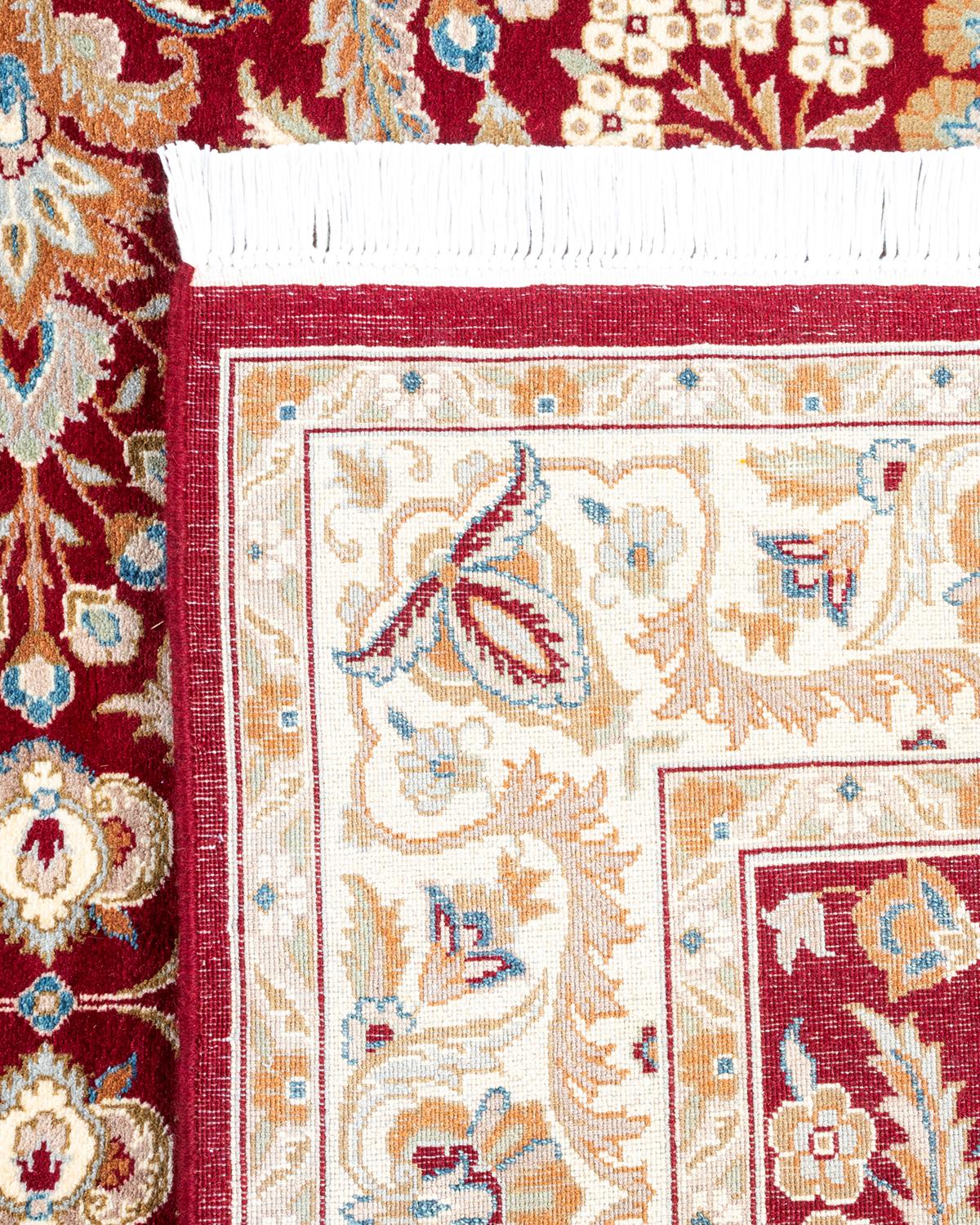 Contemporary One of a Kind Hand Knotted Traditional Oriental Mogul Red Area Rug For Sale