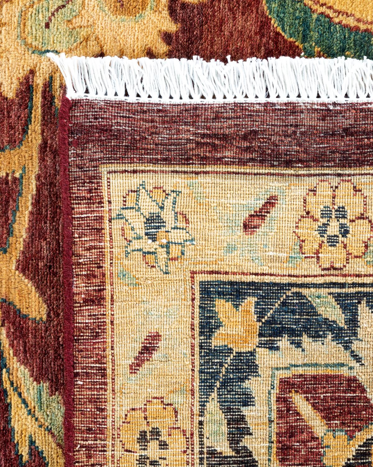 Contemporary One of a Kind Hand Knotted Traditional Oriental Mogul Red Area Rug For Sale