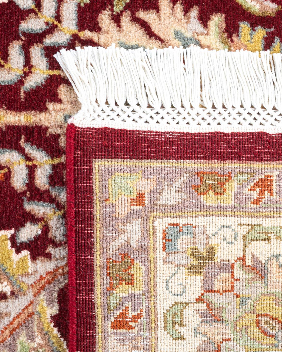 Contemporary One of a Kind Hand Knotted Traditional Oriental Mogul Red Area Rug For Sale