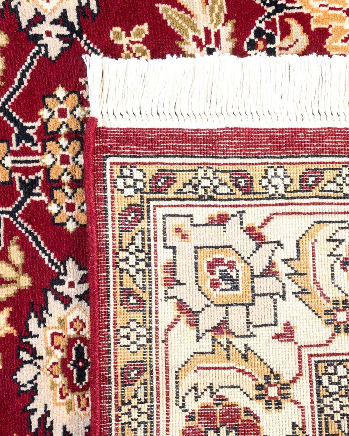 Contemporary One of a Kind Hand Knotted Traditional Oriental Mogul Red Area Rug For Sale