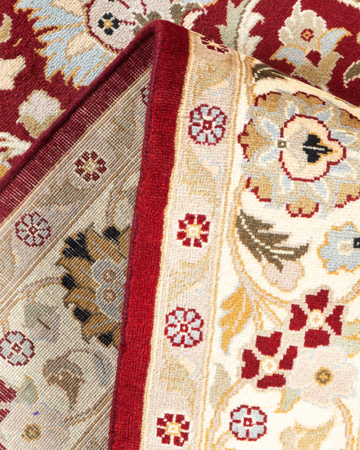 Handgeknpfter traditioneller orientalischer Mogul-Teppich in Rot, Unikat (Wolle) im Angebot