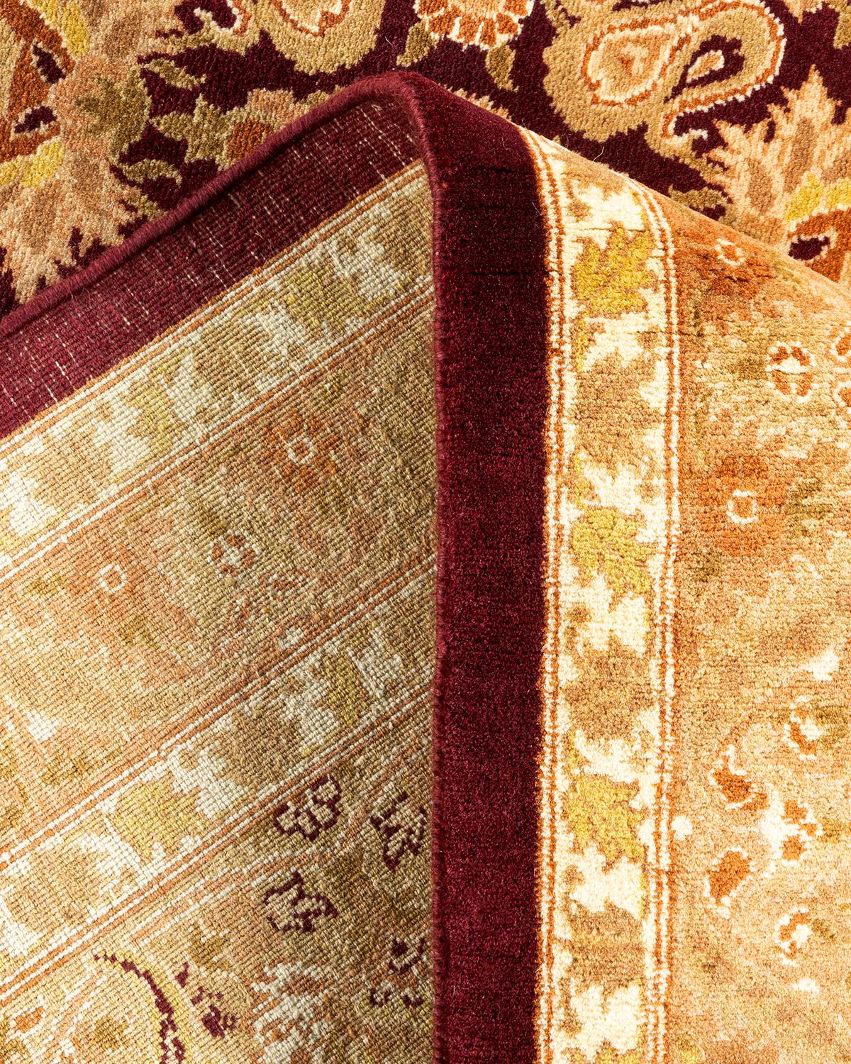 Handgeknpfter traditioneller orientalischer Mogul-Teppich in Rot, Unikat (Wolle) im Angebot