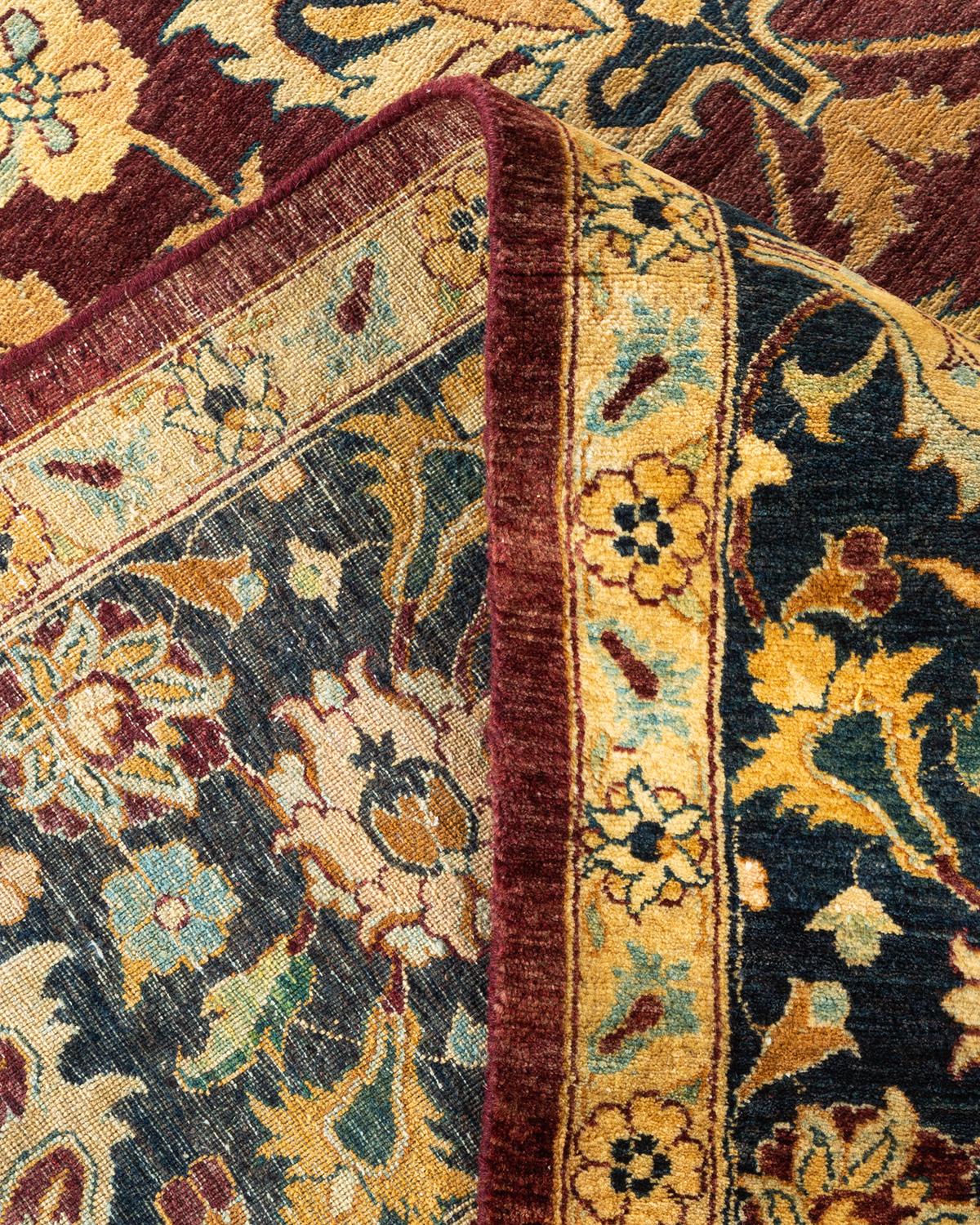 Wool One of a Kind Hand Knotted Traditional Oriental Mogul Red Area Rug For Sale