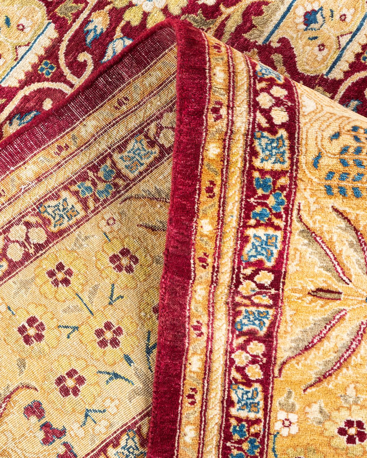 Handgeknpfter traditioneller orientalischer Mogul-Teppich in Rot, Unikat (Wolle) im Angebot