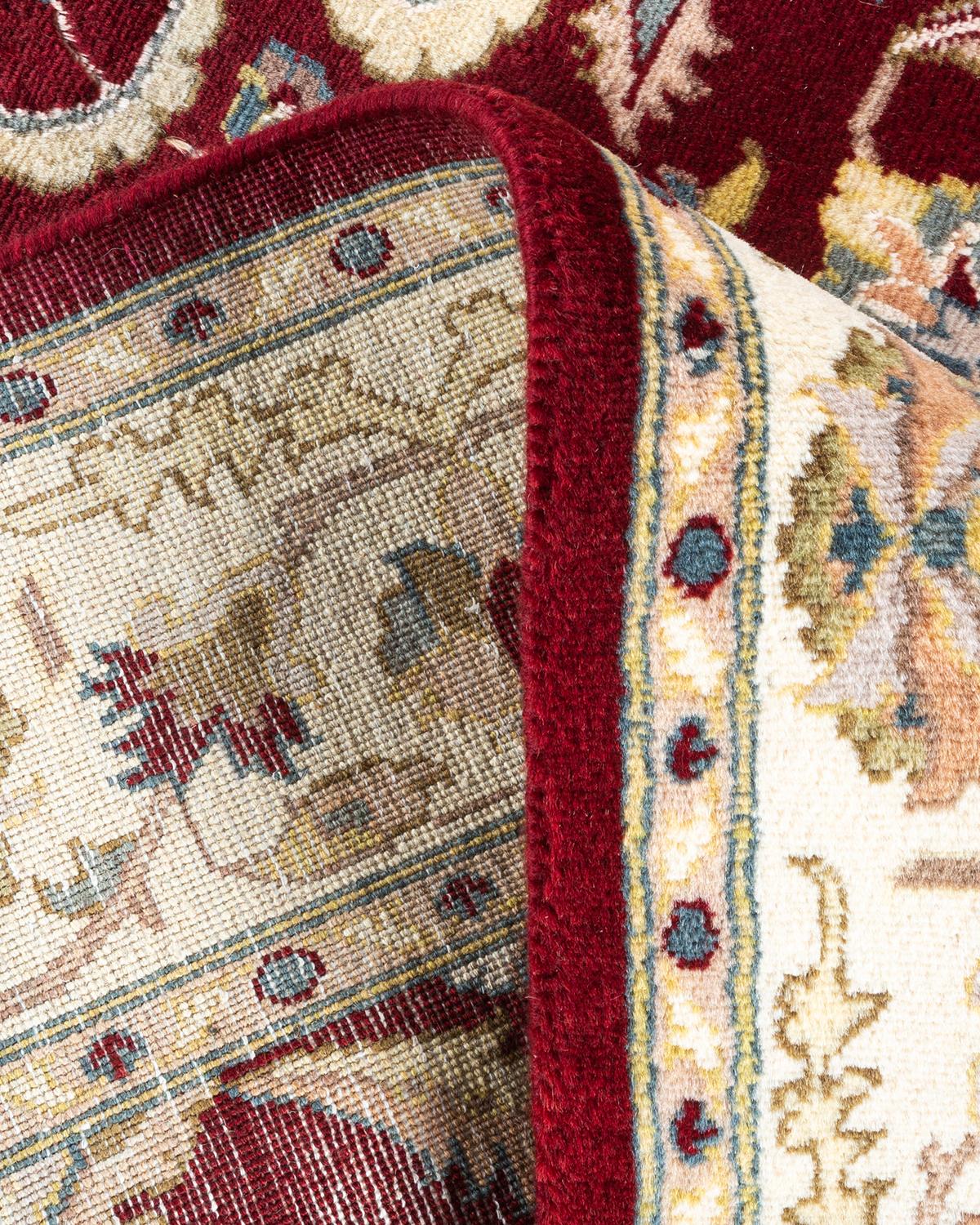 Handgeknpfter traditioneller orientalischer Mogul-Teppich in Rot, Unikat (Wolle) im Angebot