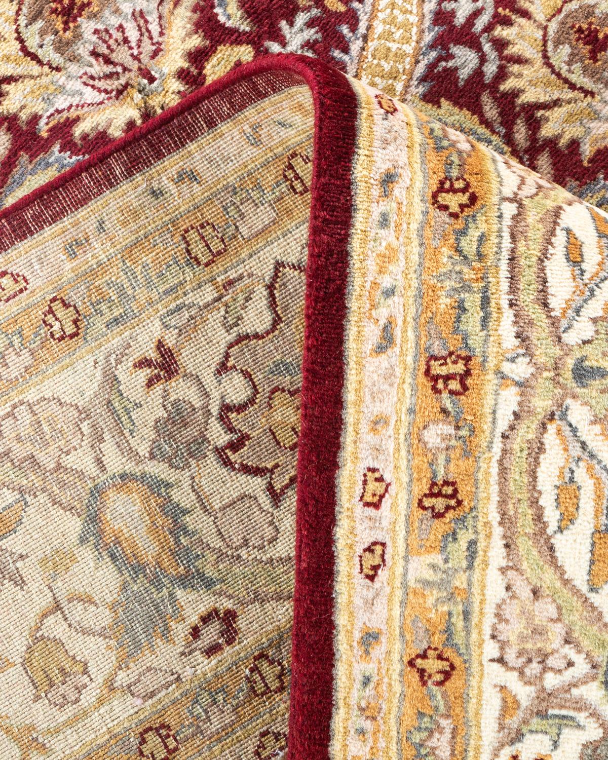 Wool One of a Kind Hand Knotted Traditional Oriental Mogul Red Area Rug For Sale