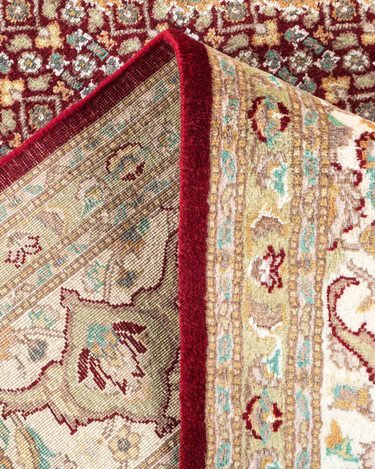 Handgeknpfter traditioneller orientalischer Mogul-Teppich in Rot, Unikat (Wolle) im Angebot