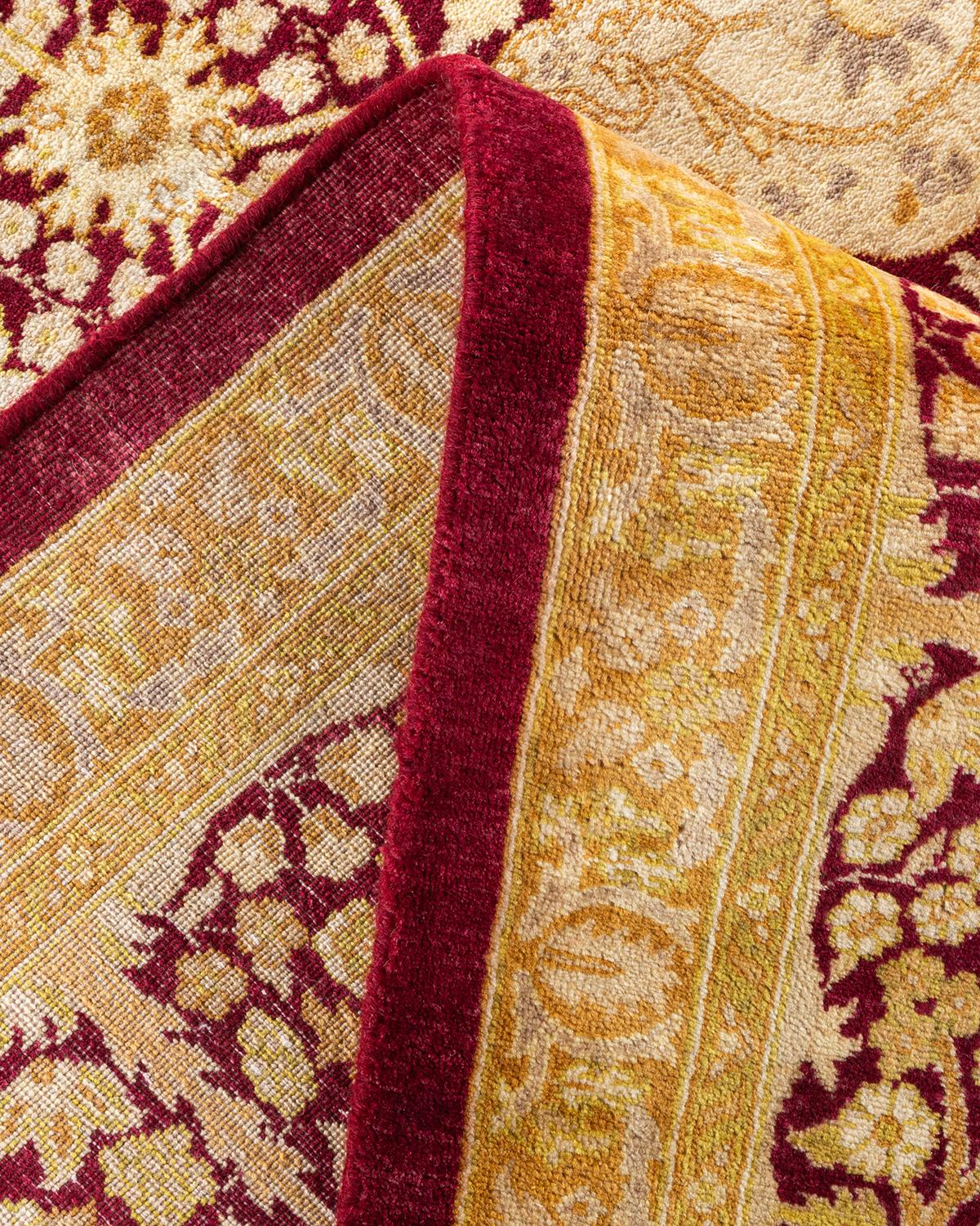 Handgeknpfter traditioneller orientalischer Mogul-Teppich in Rot, Unikat (Wolle) im Angebot