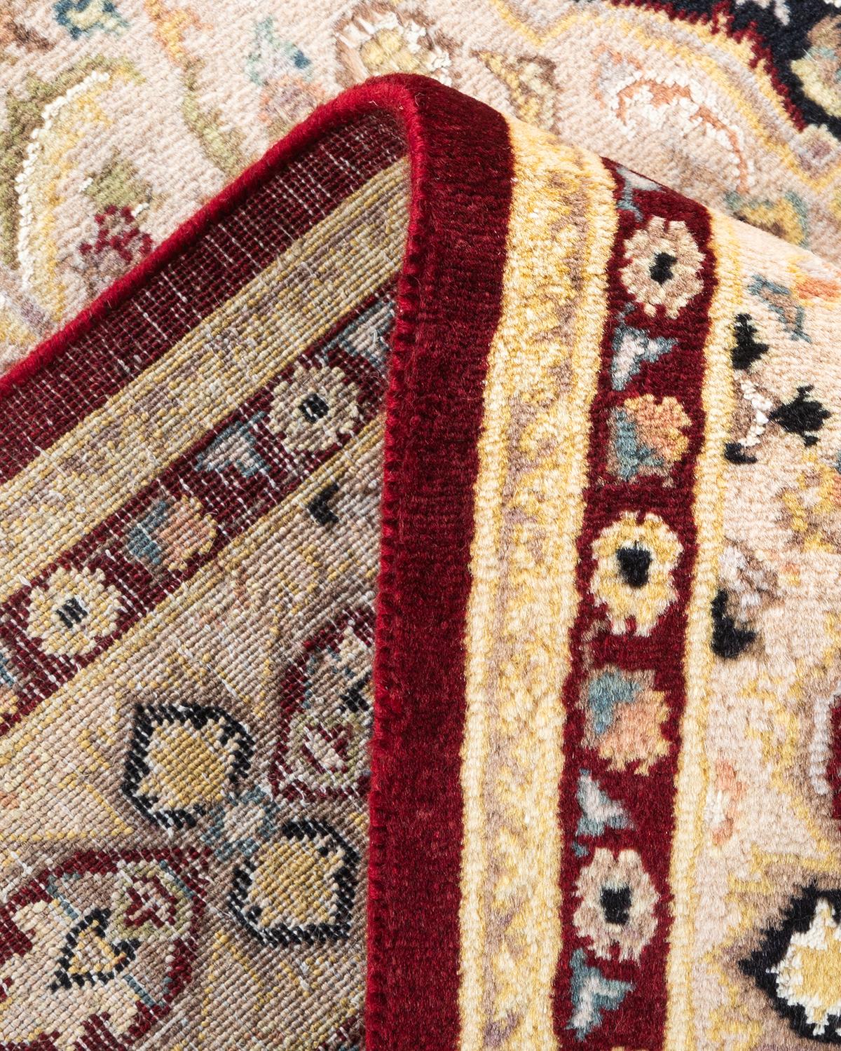 Handgeknpfter traditioneller orientalischer Mogul-Teppich in Rot, Unikat (Wolle) im Angebot
