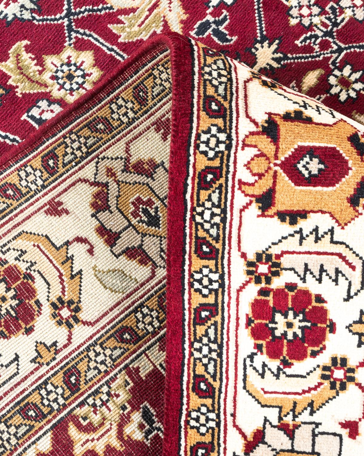 Wool One of a Kind Hand Knotted Traditional Oriental Mogul Red Area Rug For Sale