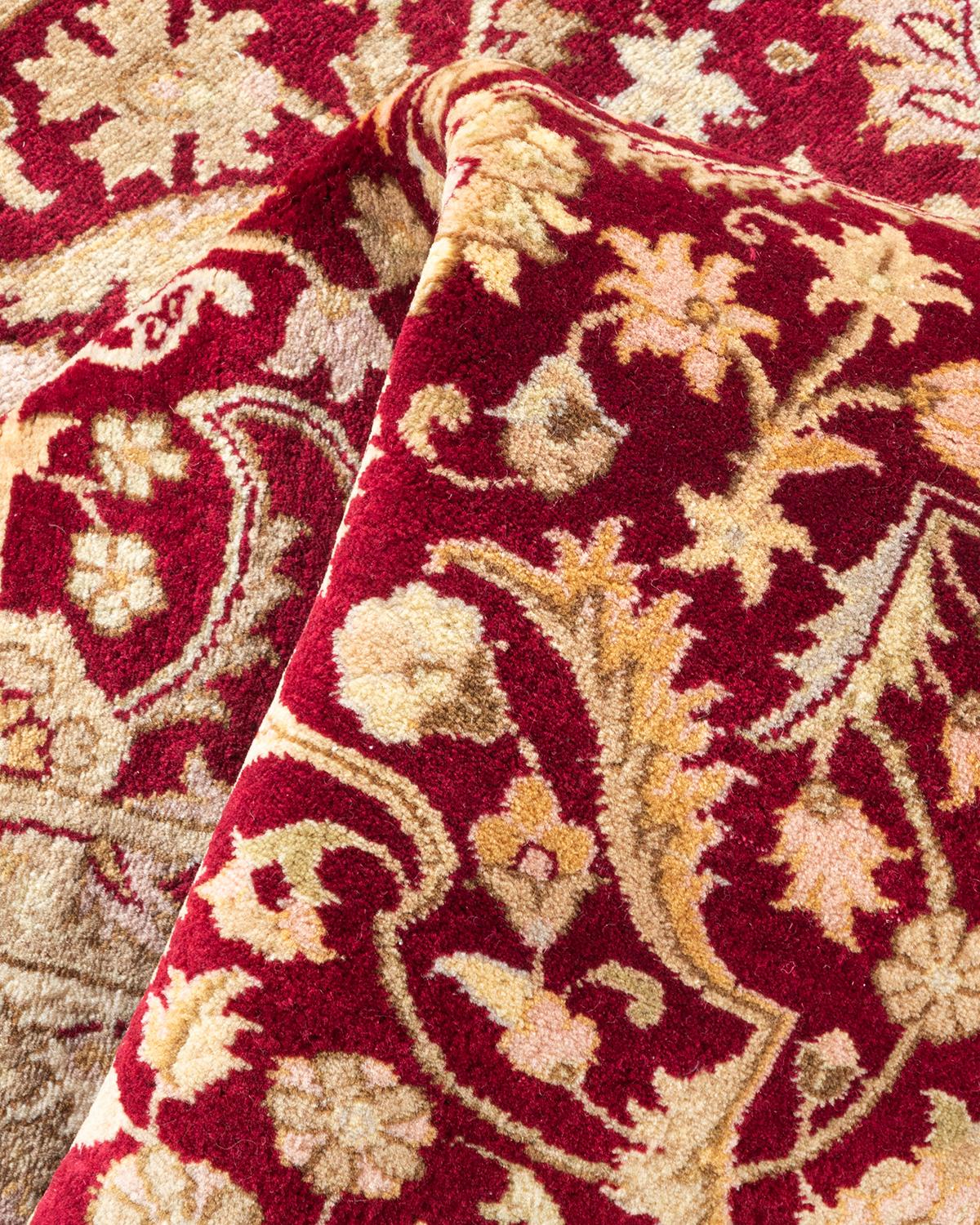 Alfombra única anudada a mano tradicional oriental Mogul roja en venta 1