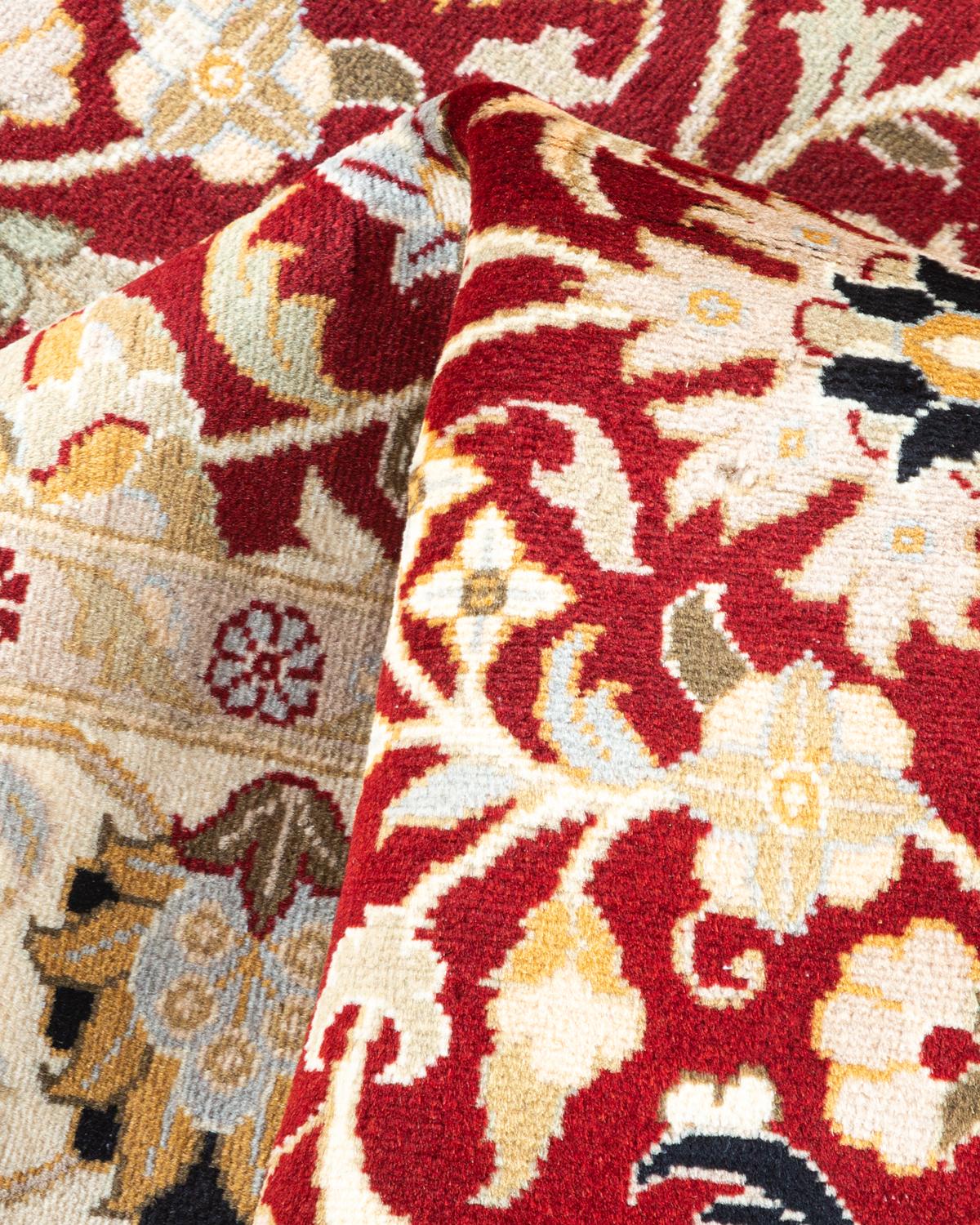 Handgeknpfter traditioneller orientalischer Mogul-Teppich in Rot, Unikat im Angebot 1