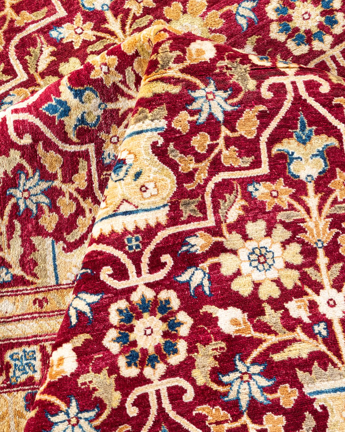 Handgeknpfter traditioneller orientalischer Mogul-Teppich in Rot, Unikat im Angebot 1