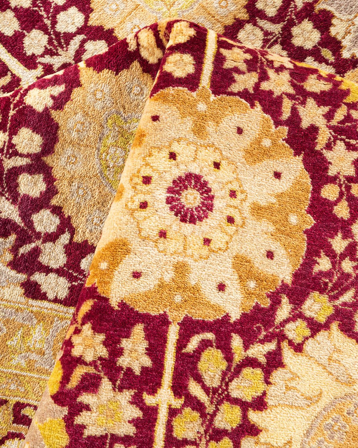 Handgeknpfter traditioneller orientalischer Mogul-Teppich in Rot, Unikat im Angebot 1