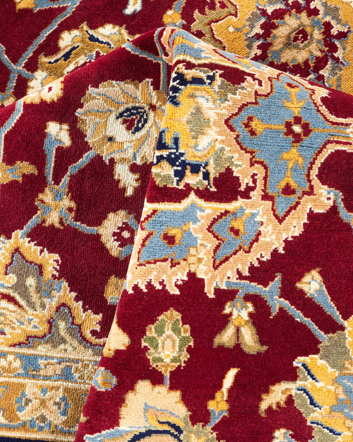 Handgeknpfter traditioneller orientalischer Mogul-Teppich in Rot, Unikat im Angebot 1