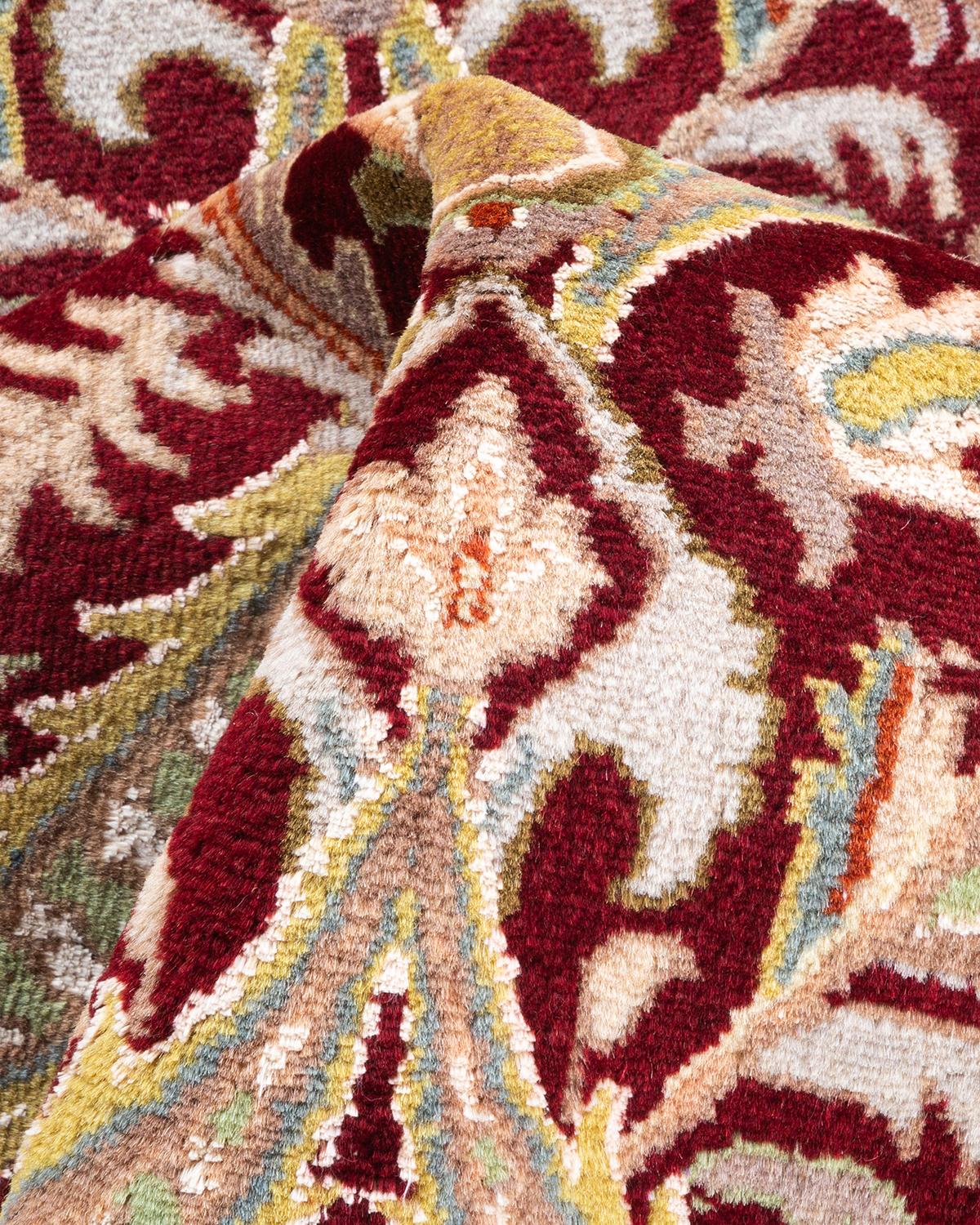One of a Kind Hand Knotted Traditional Oriental Mogul Red Area Rug For Sale 1