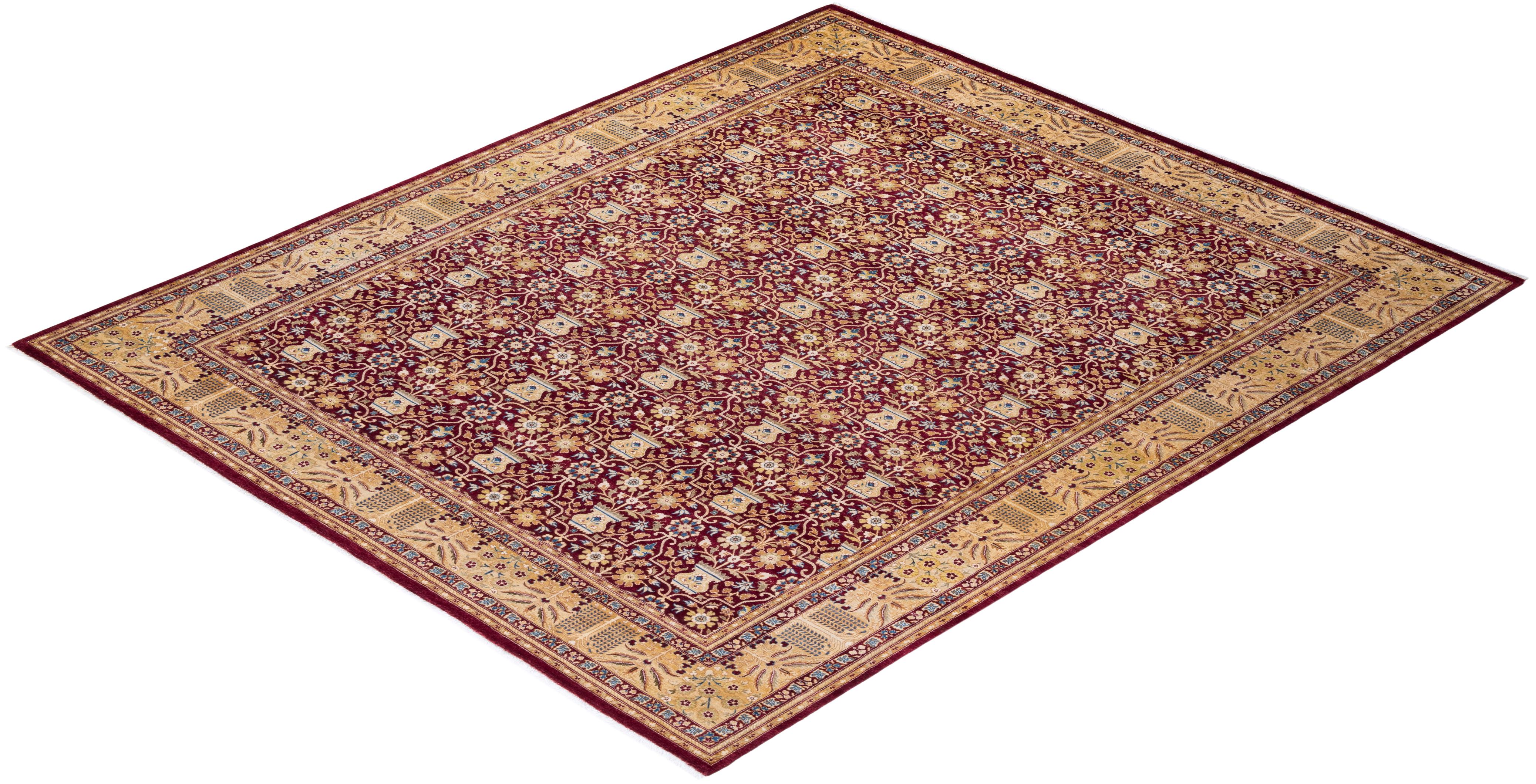 Handgeknpfter traditioneller orientalischer Mogul-Teppich in Rot, Unikat im Angebot 2