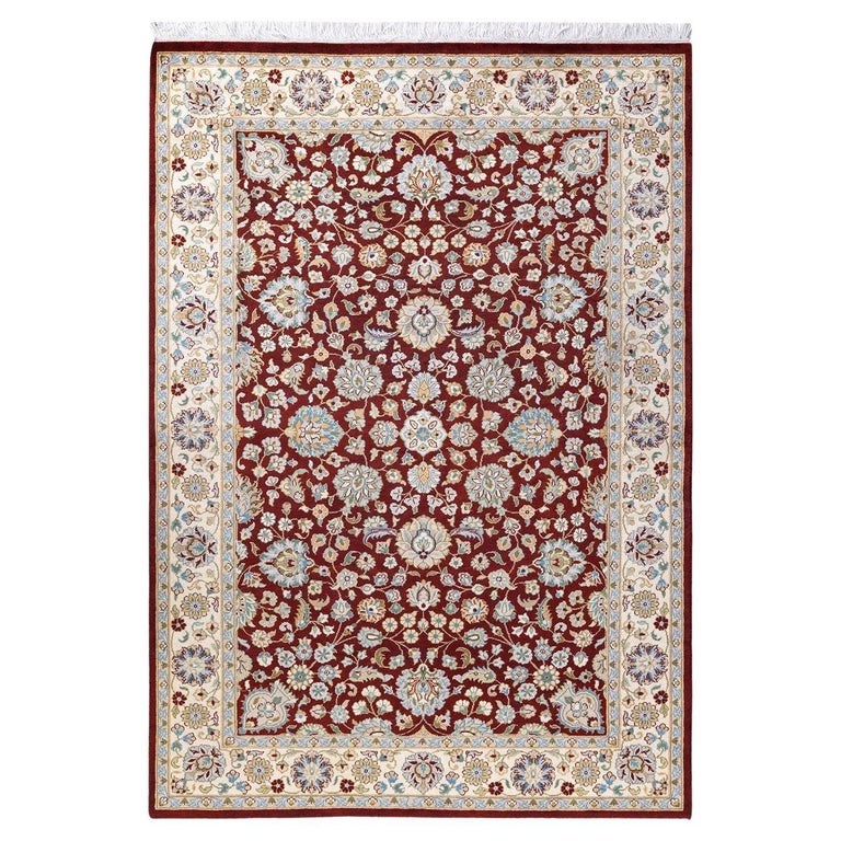 Traditional Korean Rug One of a Kind Hand Knotted Traditional Oriental Mogul Red Area Rug For ...