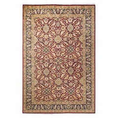 Handgeknpfter traditioneller orientalischer Mogul-Teppich in Rot, Unikat