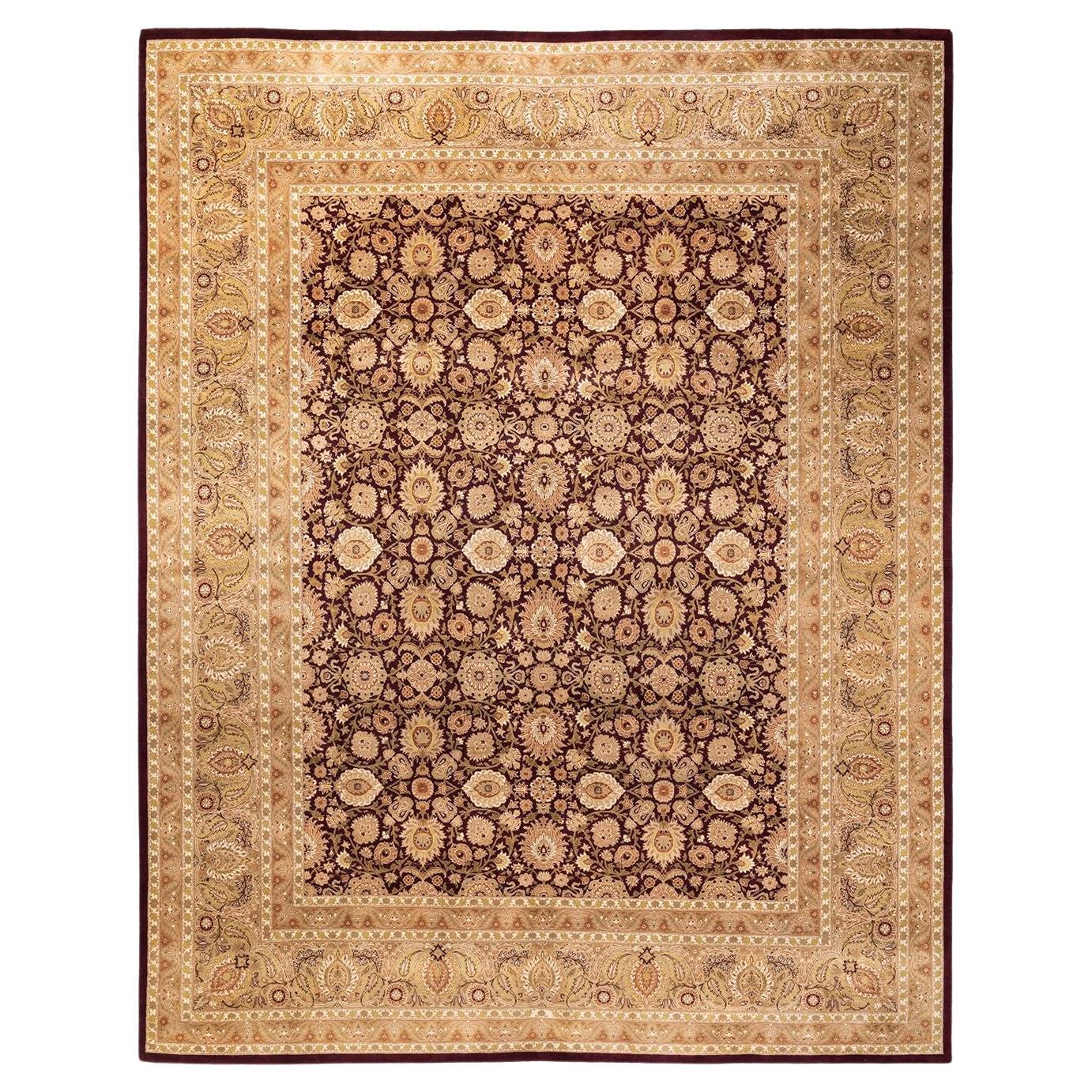 Handgeknpfter traditioneller orientalischer Mogul-Teppich in Rot, Unikat im Angebot