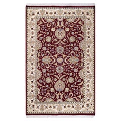 One of a Kind Hand Knotted Traditional Oriental Mogul Red Area Rug