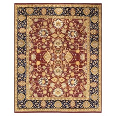 One of a Kind Hand Knotted Traditional Oriental Mogul Red Area Rug
