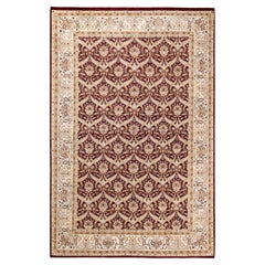 One of a Kind Hand Knotted Traditional Oriental Mogul Red Area Rug