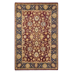 One of Kind Hand Knotted Traditional Oriental Mogul Red Area Rug