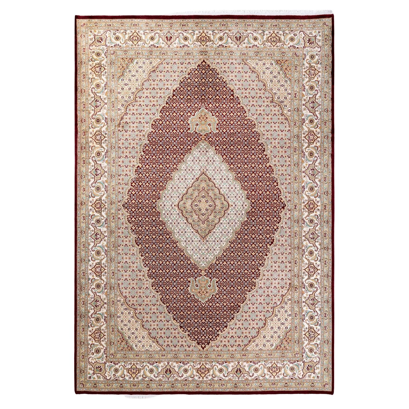 Handgeknpfter traditioneller orientalischer Mogul-Teppich in Rot, Unikat im Angebot