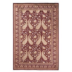 One of a Kind Hand Knotted Traditional Oriental Mogul Red Area Rug