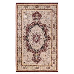 One of a Kind Hand Knotted Traditional Oriental Mogul Red Area Rug 
