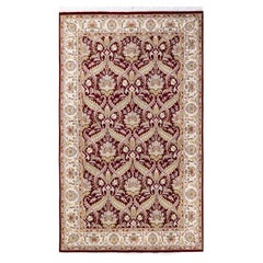 One of a Kind Hand Knotted Traditional Oriental Mogul Red Area Rug