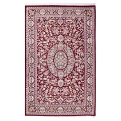 One of a Kind Hand Knotted Traditional Oriental Mogul Red Area Rug