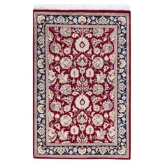 Tapis traditionnel oriental Mogul rouge, unique en son genre, nou la main.