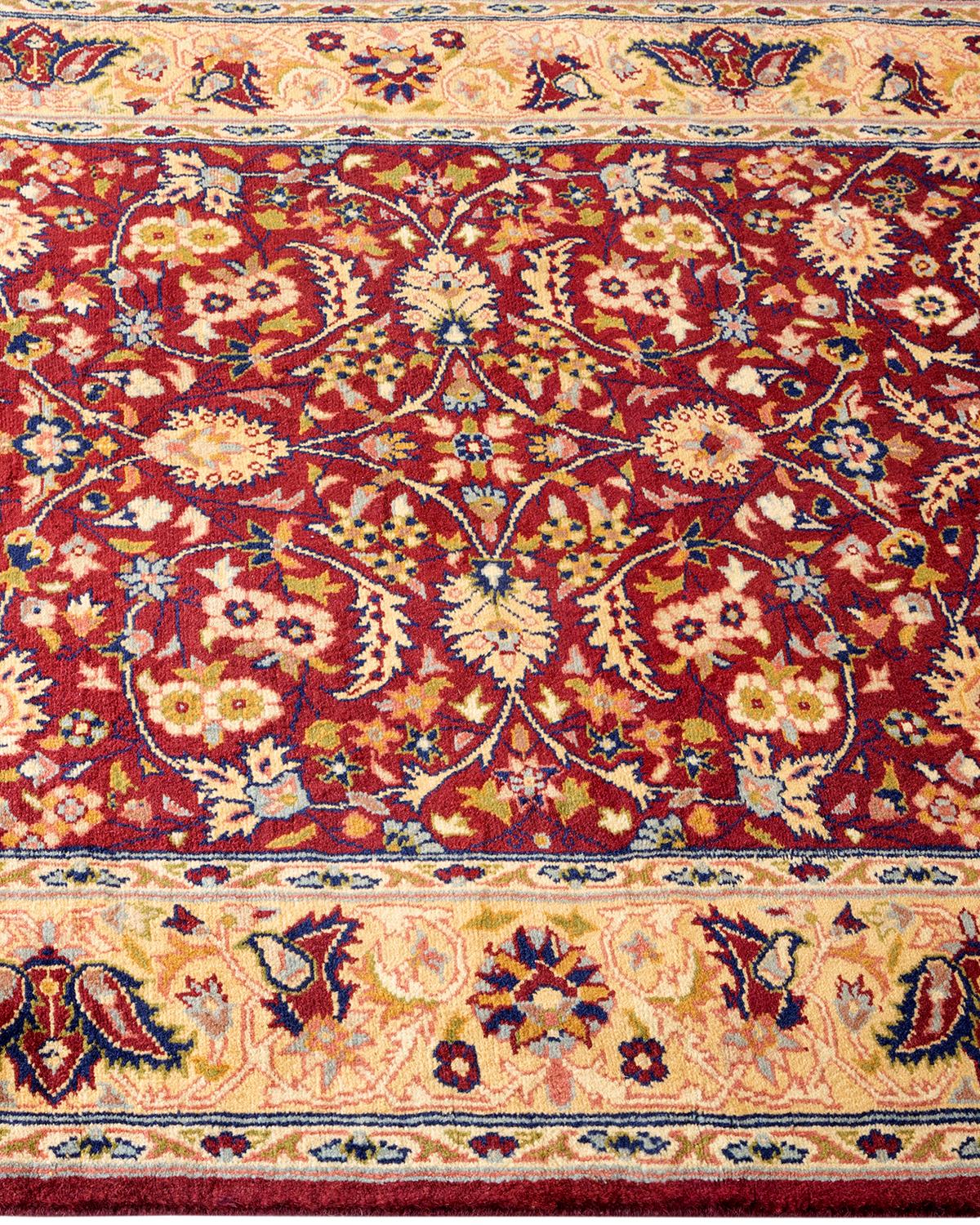 One of a Kind Hand Knotted Traditional Oriental Mogul Red Runner Area Rug In New Condition For Sale In Norwalk, CT
