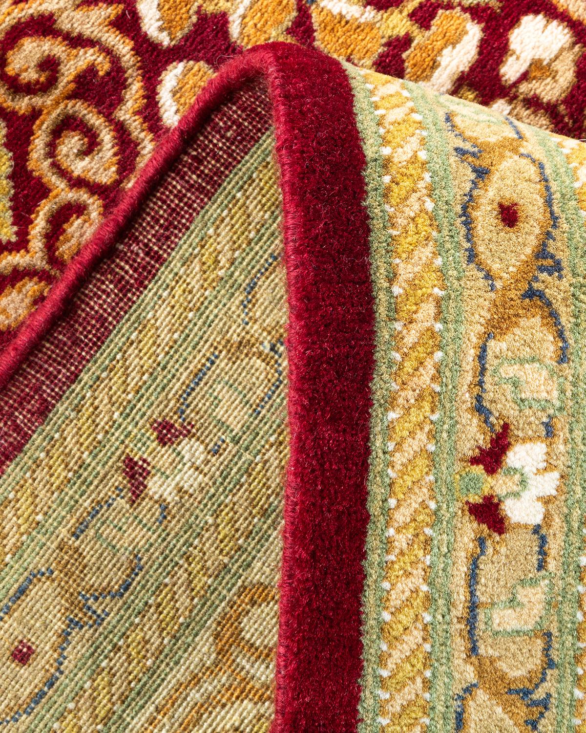 Einzigartiger handgeknpfter traditioneller orientalischer Mogul-Lufer in Rot (Wolle) im Angebot