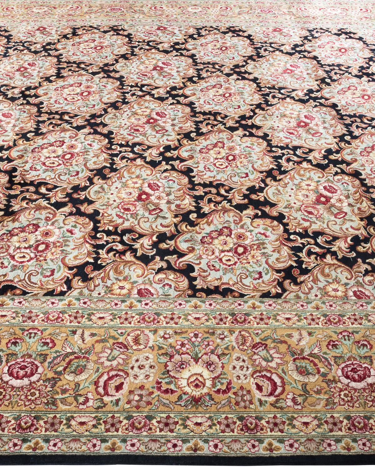 One of a Kind Hand Knotted Traditional Oriental Mogul Yellow Area Rug In New Condition For Sale In Norwalk, CT