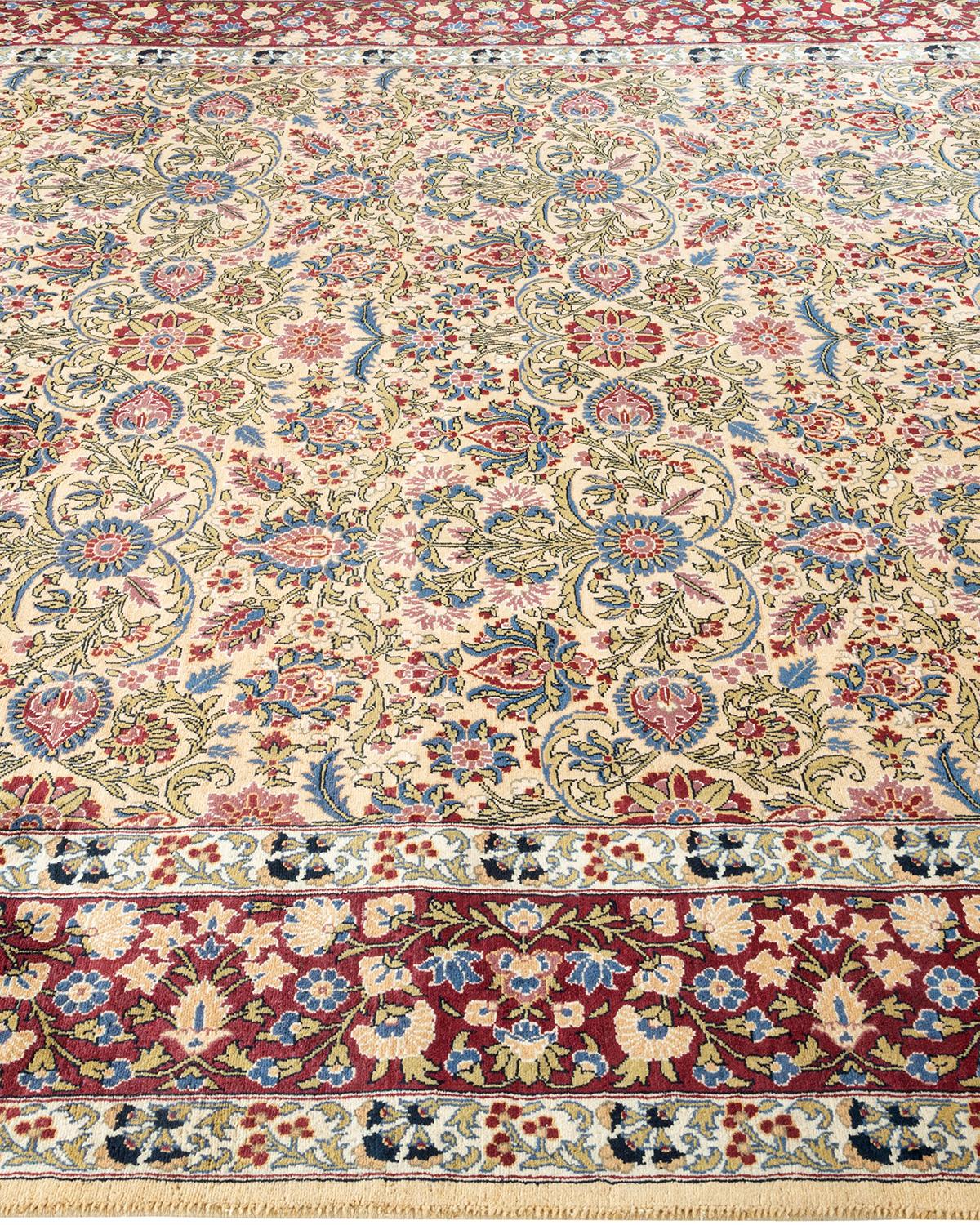 One of a Kind Hand Knotted Traditional Oriental Mogul Yellow Area Rug In New Condition For Sale In Norwalk, CT