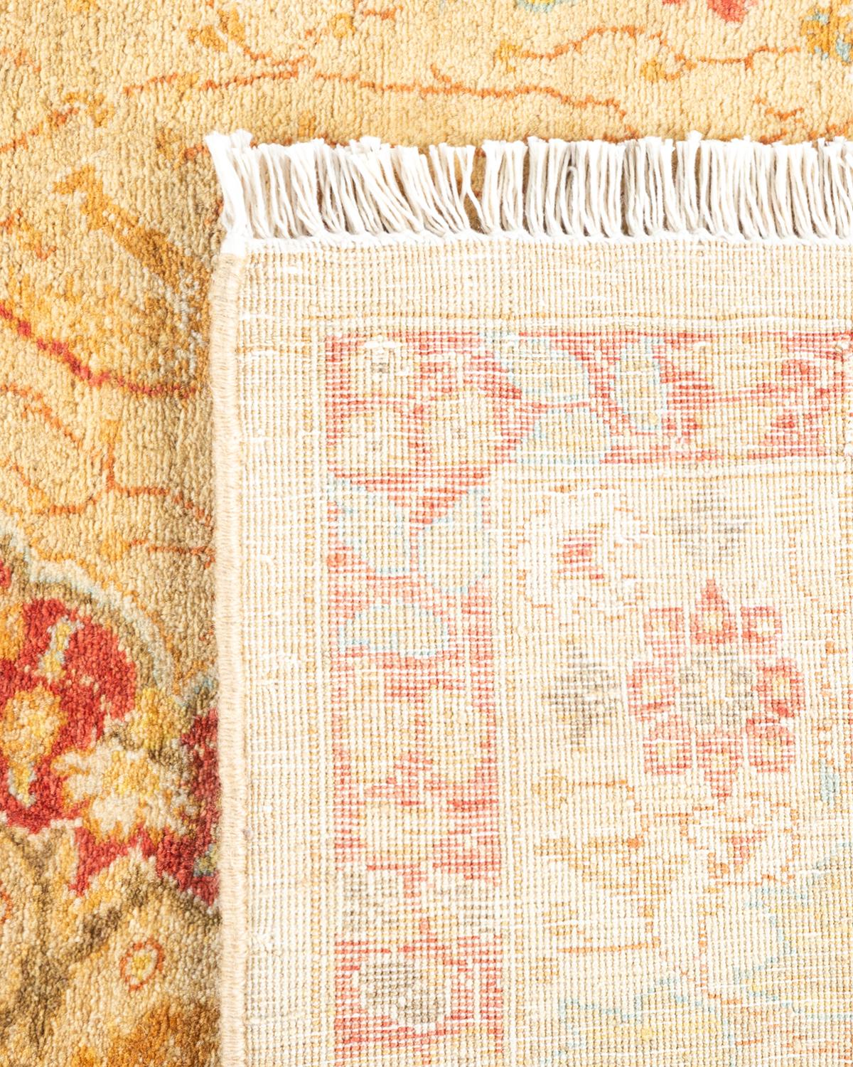 XXIe siècle et contemporain Tapis oriental traditionnel Mogul jaune, noué à la main, unique en son genre en vente
